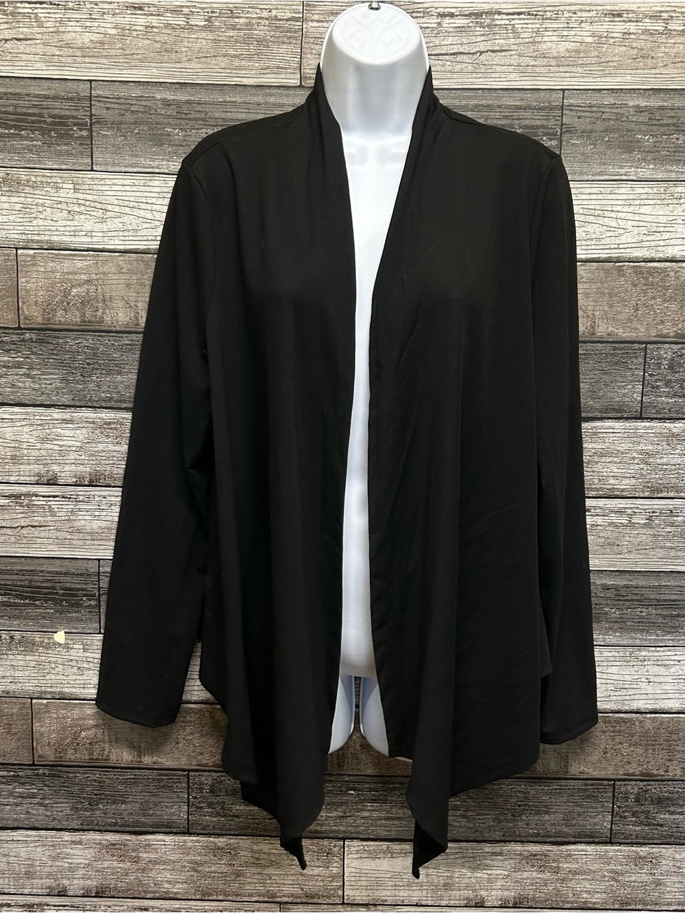 Emery Rose Black Draped Open Front Cardigan Size XL